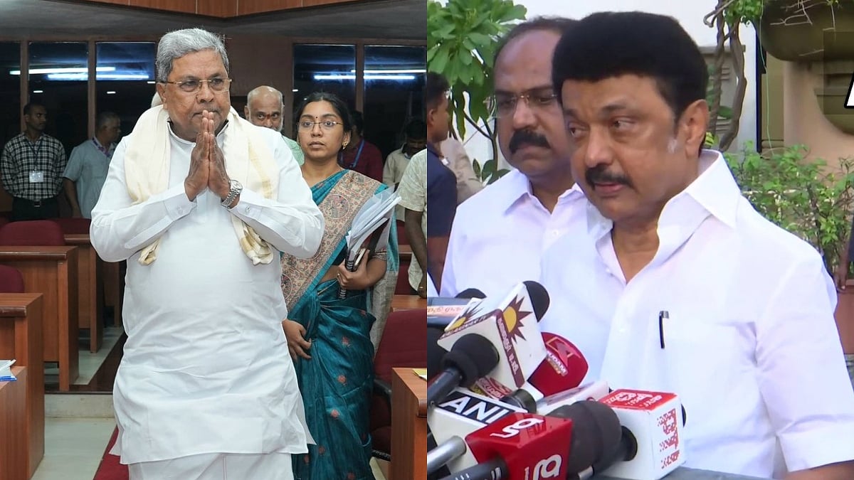 X/@siddaramaiah/@ANI : L: Karnataka CM Siddaramaiah | R: Tamil Nadu CM MK Stalin | 